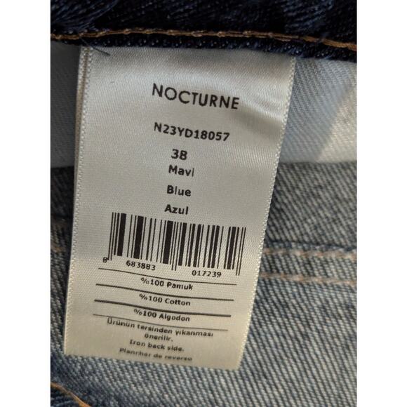 High Rise Straight Leg Jeans Dark Wash Blue Denim Classic Fit by Nocturne - Picture 7 of 13